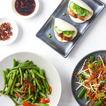 An array of dishes from Noodle Lane in Brooklyn.