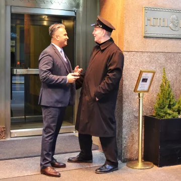 rommel gopez in front of the edison hotel in nyc