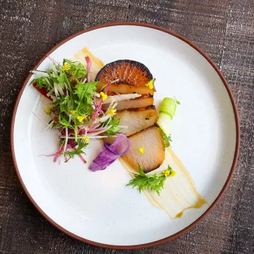 Korean-Style Braised Daikon with Mizuna, Kale, Radish Salad