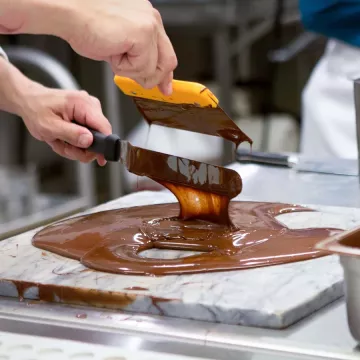 tempering chocolate on marble