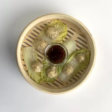 Soupy Pork Dumplings with Soy Vinegar Ginger Sauce