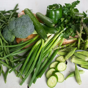 Fresh vegetables like broccoli, cucumbers and peppers are whole foods.