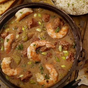 Chicken, Shrimp and Sausage Gumbo is great for groups.