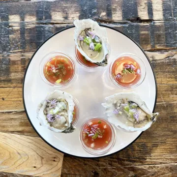 Fermented Bloody Mary Oyster Shooters