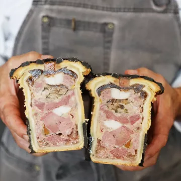 Chef Herve shows his traditional pâté en croûte.