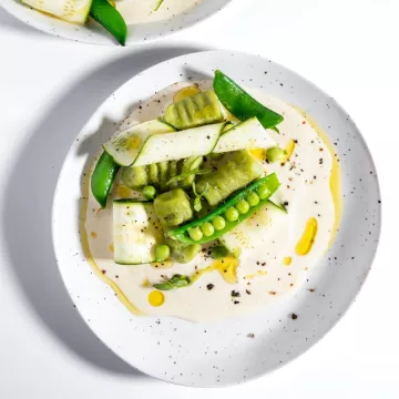 Garden Pea Gnocchi with Lemon Goat Cheese Sauce