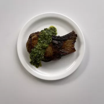 Frank Proto's pork chop with chimichurri