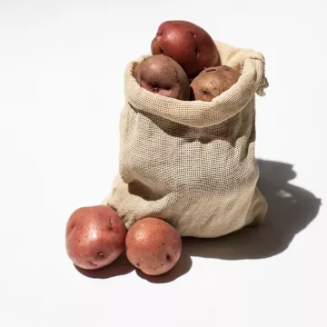 Potatoes in a burlap sack