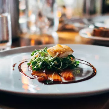 a plated dish in a restaurant