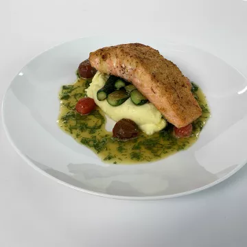 A salmon dish by chef Kelvin Fernandez