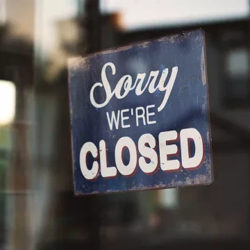 sorry we're closed restaurant sign 