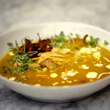 Leftover Turkey Soup with Chanterelles and Vadouvan