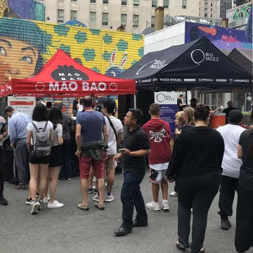 Mao Bao serves sheng jian bao at Smorgasburg WTC.