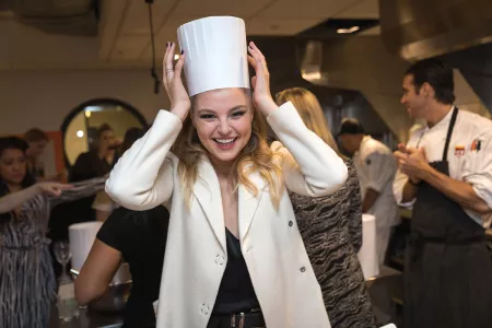 Rachel Hilbert at Friendsgiving for No Kid Hungry at the Institute of Culinary Education