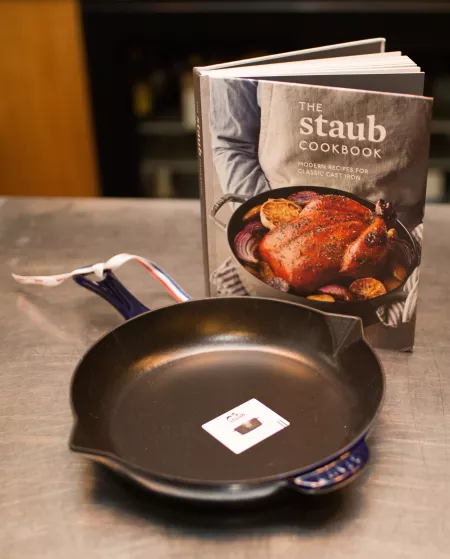 Staub cookbook and a pan from a giveaway