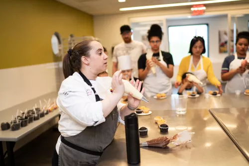 Chef Tracy Wilk teaches a pastry class