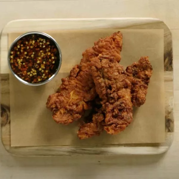 BBQ-Spiced Fried Chicken Tenders with Hot Honey