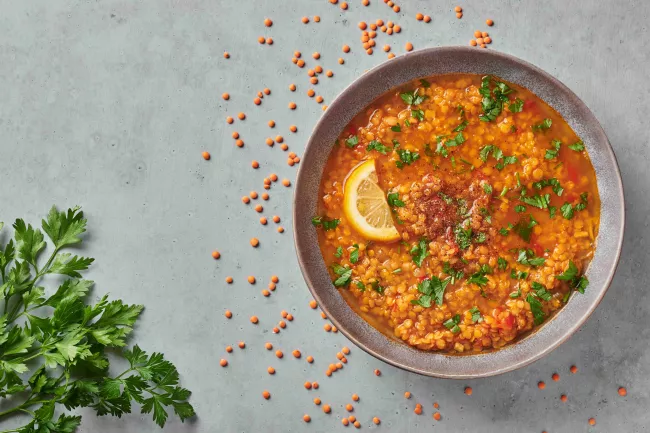 Delicious bowl of curried lentils