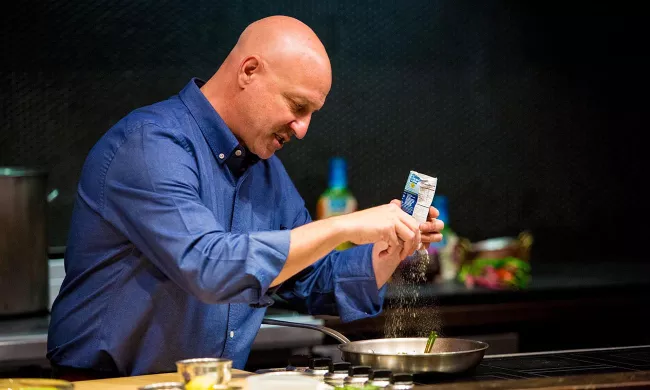 Tom Colicchio teaching a cooking demo