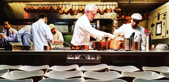 David Bouley working in the kitchen