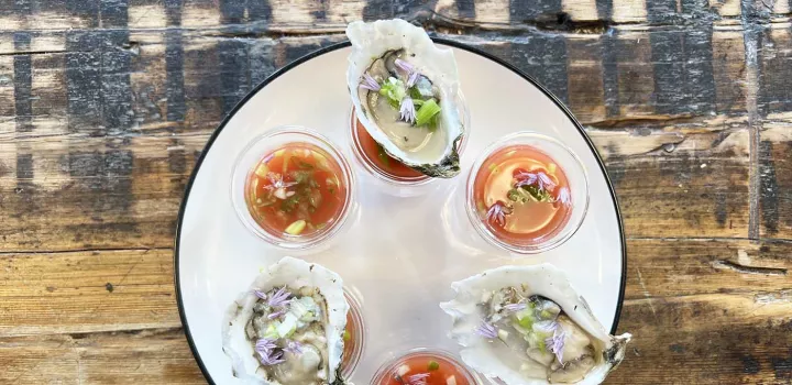 Fermented Bloody Mary Oyster Shooters