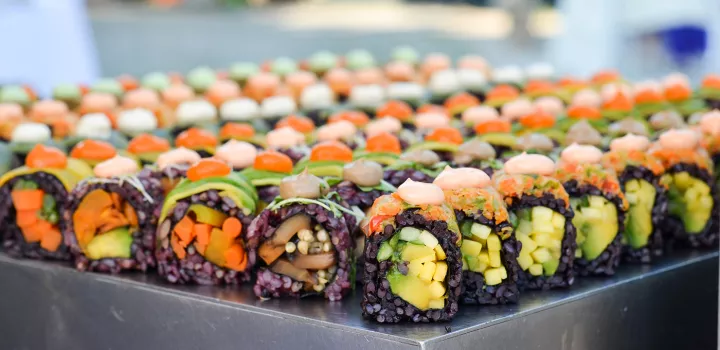 New York City's Beyond Sushi serves a variety of vegan sushi rolls.